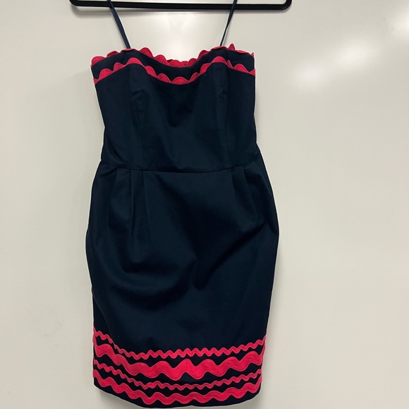 Vineyard Vines Strapless Dress Navy/ Pink Sz. 6 - Picture 4 of 9